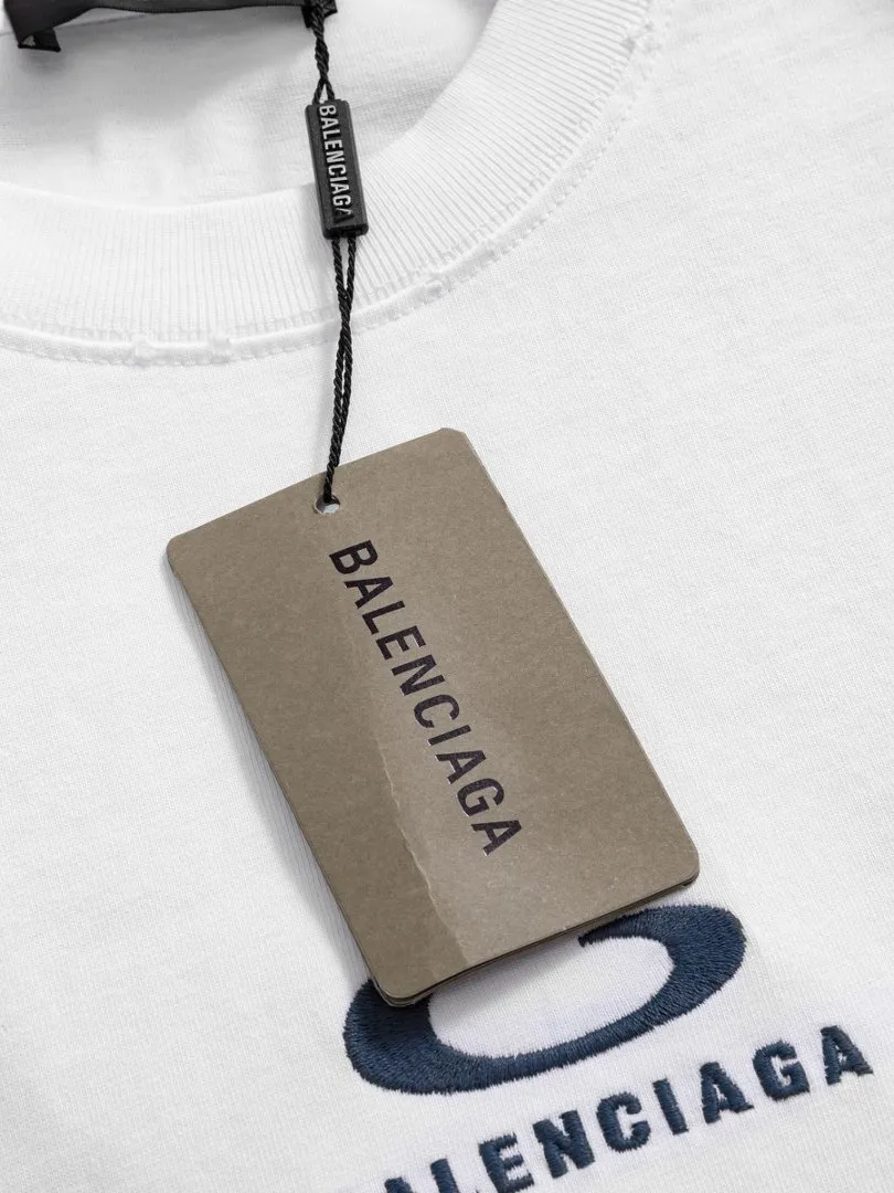 P100✨🔥 [balenciaga] 2026FW short-sleeved T-shirt Premium 26s double yarn 300g fabric, washed with Ma Liang distressed process Color: washed black, washed white, washed Khaki Size: S M L XL 2XL